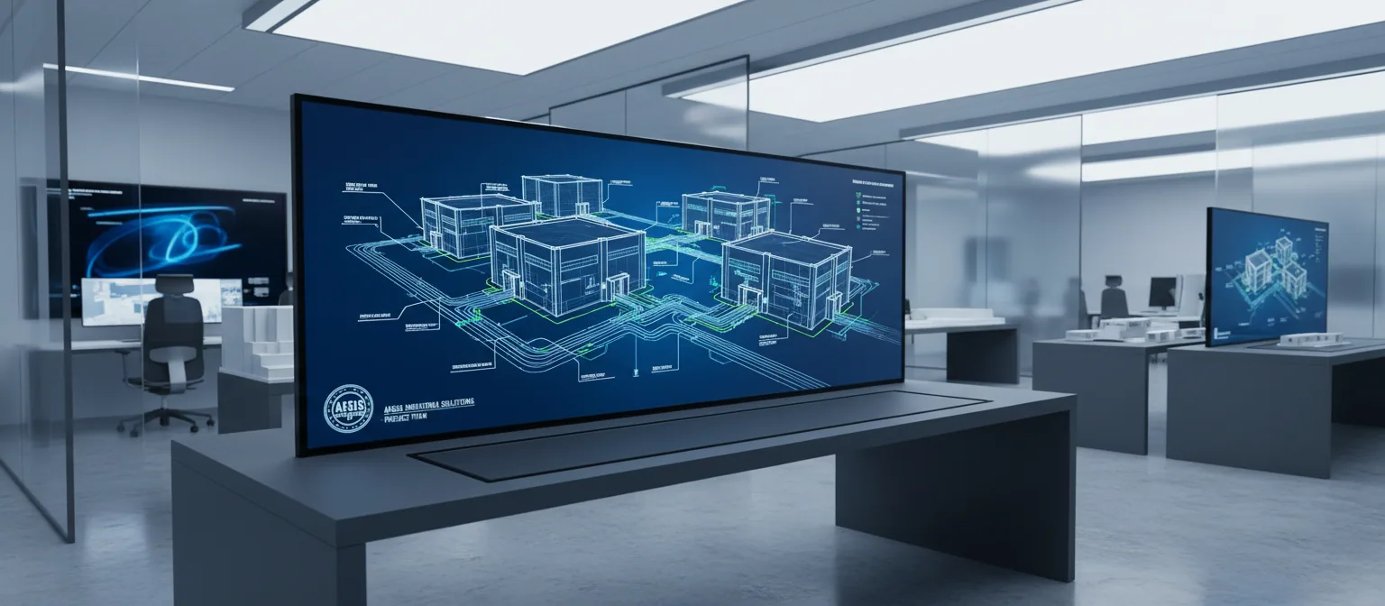 Operations room displaying an intelligent solution architecture